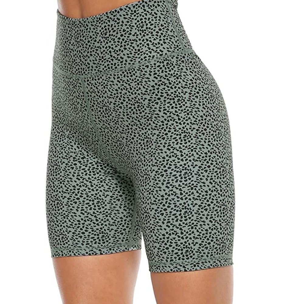 Cheetah Print Light Teal Biker Shorts